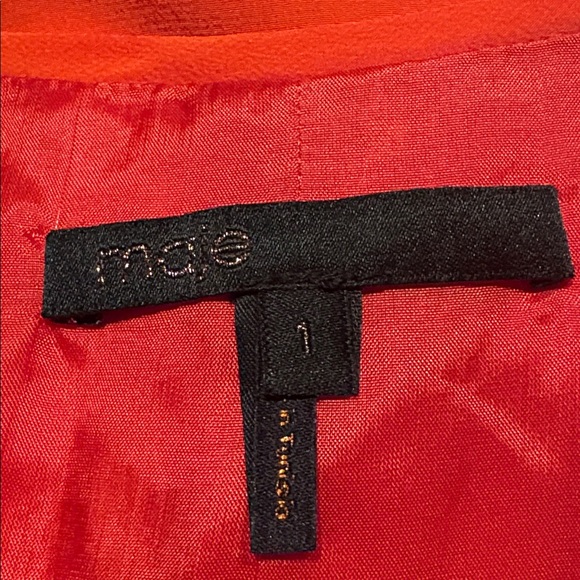 MAJE Hebrides Silk Georgette Mini Dress in Vibrant Orange Size Small - Picture 8 of 8